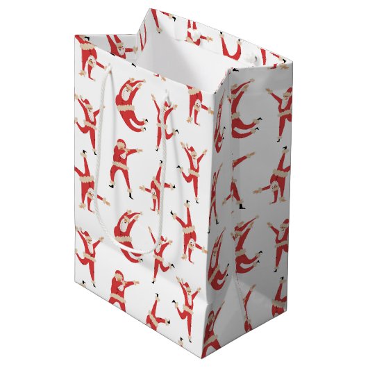 Dabbing Santa Leuk Kerstpatroon Medium Cadeauzakje (Voorkant Gekanteld)