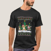 Dabbing Santa Reindeer Cougar Tree Lights Ugly Xma T-shirt (Voorkant)