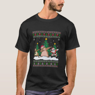 Dabbing Santa Reindeer Gopher Tree Lights Ugly Xma T-shirt