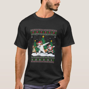 Dabbing Santa Reindeer Papillon Dog Tree Lights Ug T-shirt