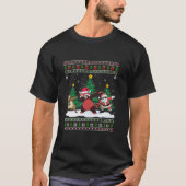 Dabbing Santa Reindeer Red Panda Tree Lights Ugly T-shirt (Voorkant)