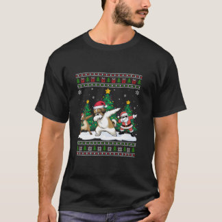 Dabbing Santa Reindeer Shih Tzu Dog Tree Lights Ug T-shirt