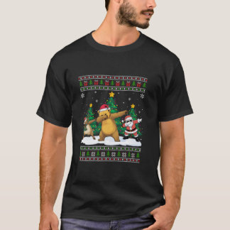 Dabbing Santa Reindeer Sun Beer Tree Lights Ugly X T-shirt