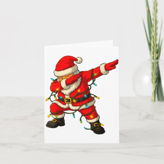 Dabbing Santa Shirt Xmas Lights Girls Boys Kids Ch Kaart (Voorkant)