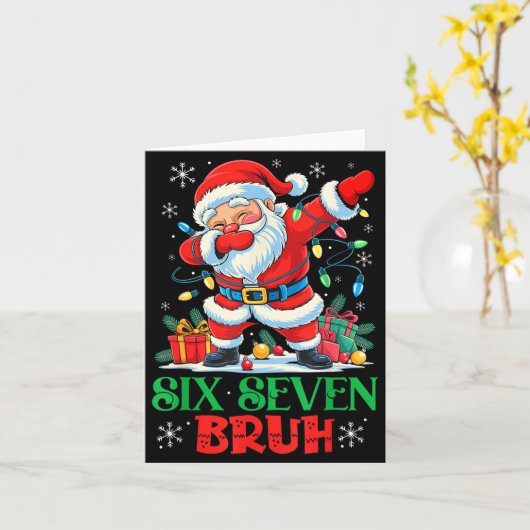 Dabbing Santa Six Seven Bruh Funny Christmas 6 7 M Kaart (Gele Bloem)