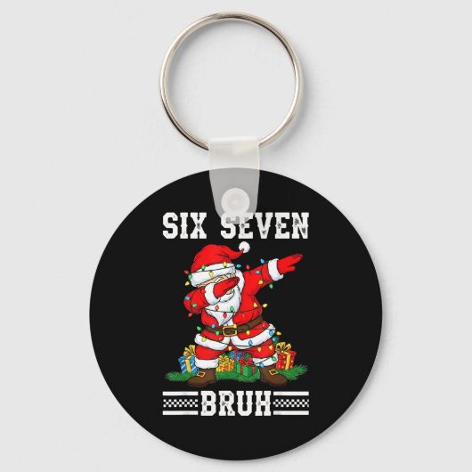Dabbing Santa Six Seven Bruh Funny Christmas 6 7 M Sleutelhanger (Voorkant)