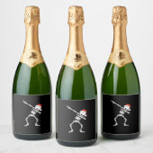 Dabbing Santa Skelet Sparkling Wijnetiket (Flessen)