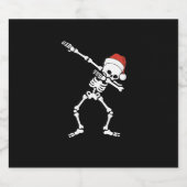 Dabbing Santa Skelet Sparkling Wijnetiket (Enkel label)