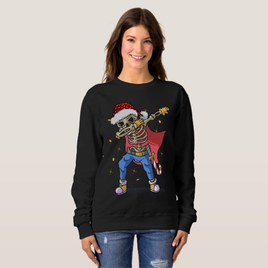 Dabbing Santa Skeleton christmas  for men boy Chri Trui (Voorkant volledig)