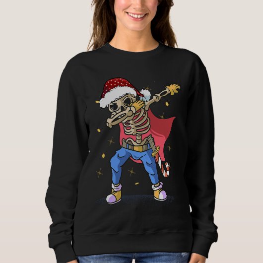 Dabbing Santa Skeleton christmas  for men boy Chri Trui (Voorkant)