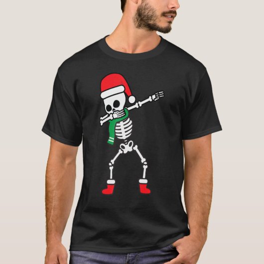 Dabbing Santa Skull Funny Cool Dab Dance Boy Chris T-shirt (Voorkant)