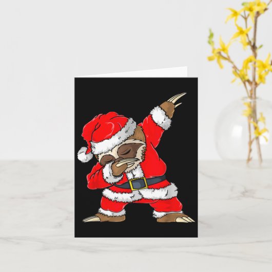 Dabbing Santa Sloth Merry Slothmas Christmas Kids  Kaart (Gele Bloem)