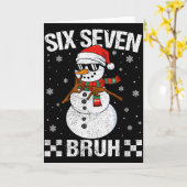 Dabbing Santa Snowman 6 7 Meme Christmas Six Seven Kaart (Gele Bloem)