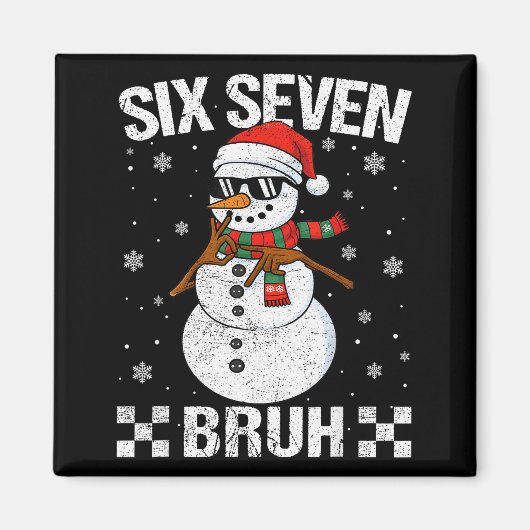 Dabbing Santa Snowman 6 7 Meme Christmas Six Seven Magneet (Voorkant)