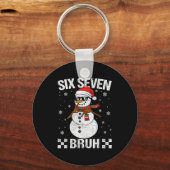 Dabbing Santa Snowman 6 7 Meme Christmas Six Seven Sleutelhanger (Voorkant)