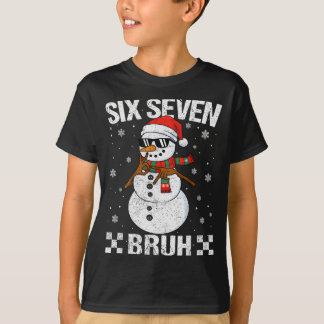 Dabbing Santa Snowman 6 7 Meme Christmas Six Seven T-shirt
