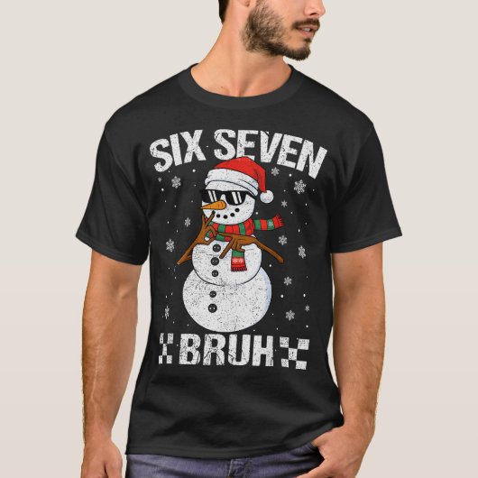 Dabbing Santa Snowman 6 7 Meme Christmas Six Seven T-shirt (Voorkant)