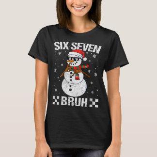 Dabbing Santa Snowman 6 7 Meme Christmas Six Seven T-shirt