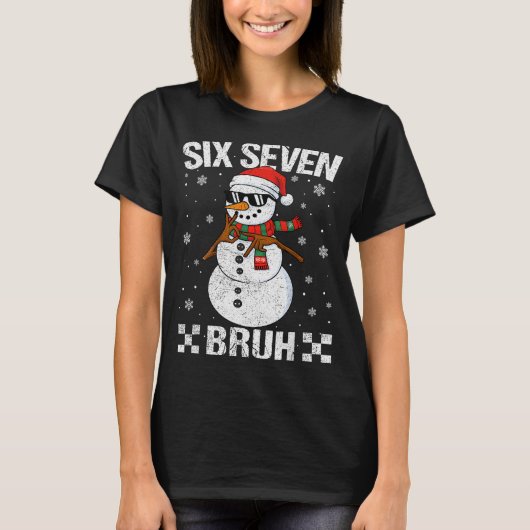 Dabbing Santa Snowman 6 7 Meme Christmas Six Seven T-shirt (Voorkant)
