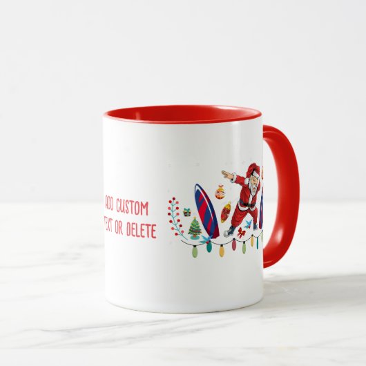 Dabbing Santa Surfing Board Kerstmis juli rood Mok (Voorkant rechts)