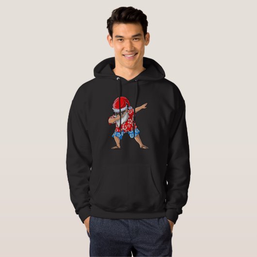 Dabbing Santa Tropical Island Christmas Hawaiian X Hoodie (Voorkant volledig)