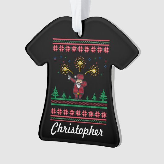 Dabbing Santa Ugly met kerstkeuken Ornament (voorkant)