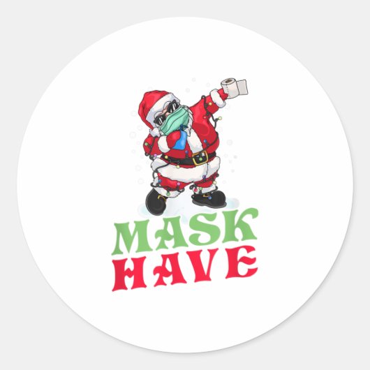 Dabbing Santa XMas Dragen Masker Kerstmis Gi Ronde Sticker (Voorkant)