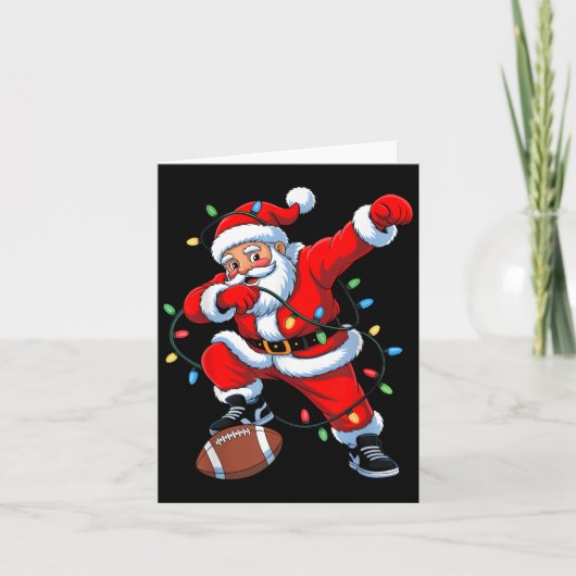 Dabbing Santa Xmas Lights Football Christmas Boys  Kaart (Voorkant)