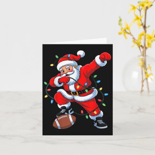 Dabbing Santa Xmas Lights Football Christmas Boys  Kaart (Gele Bloem)