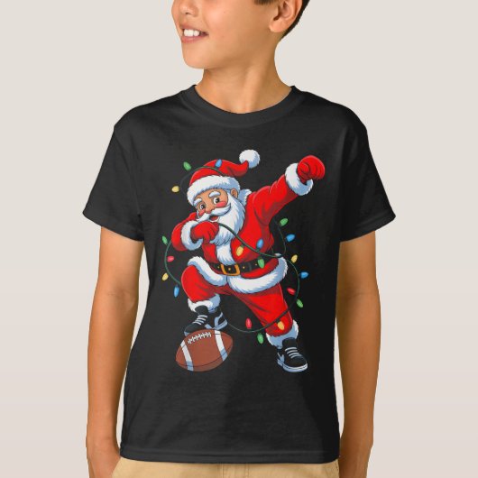 Dabbing Santa Xmas Lights Football Christmas Boys  T-shirt (Voorkant)