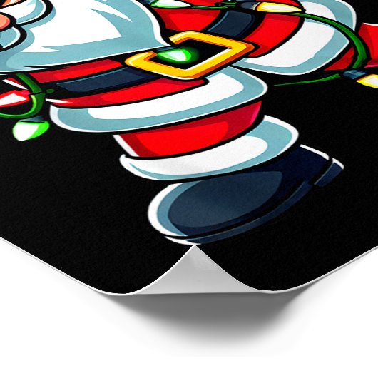 Dabbing Santa Xmas Lights Funny Christmas Men Wome Poster (Hoek)