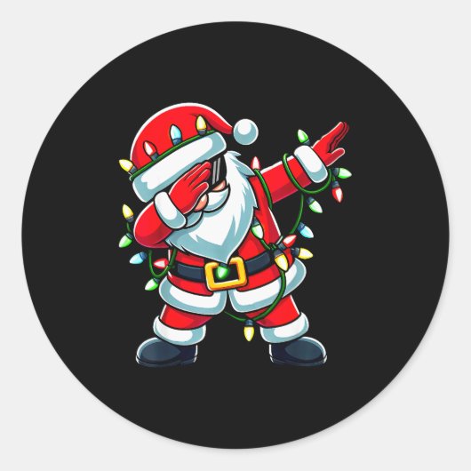 Dabbing Santa Xmas Lights Funny Christmas Men Wome Ronde Sticker (Voorkant)