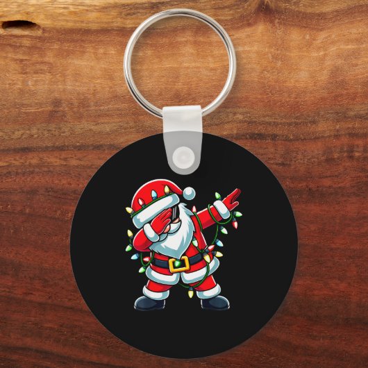 Dabbing Santa Xmas Lights Funny Christmas Men Wome Sleutelhanger (Voorkant)