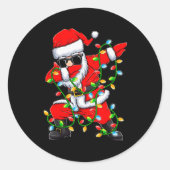 Dabbing Santa Xmas Lights Girls Boys Kids Christma Ronde Sticker (Voorkant)