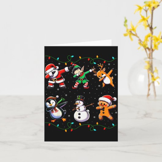 Dabbing Santa Xmas Lights Kids Girls Boys Christma Kaart (Gele Bloem)