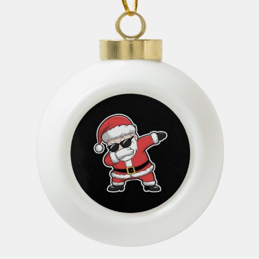 Dabbing Santa Xmas Lights Kinder kerstcadeaus Keramische Bal Ornament (Voorkant)