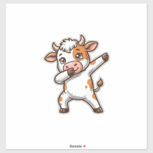 Dabbing Schattige Koe Vintage Gravure T-Shirt Ontw Sticker