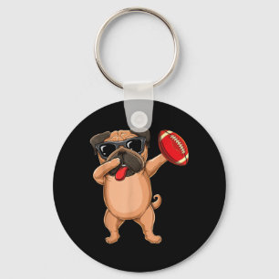 Dabbing Schattige Voetbal Zonnebril Pug Hond - Hui Sleutelhanger