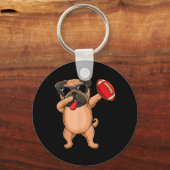 Dabbing Schattige Voetbal Zonnebril Pug Hond - Hui Sleutelhanger (Voorkant)