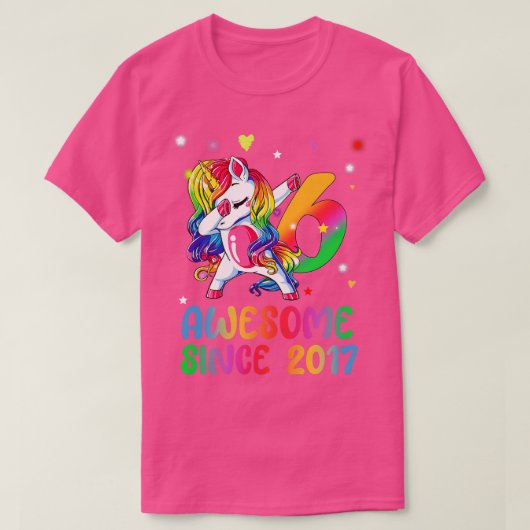 Dabbing Schattigee eenhoorn 6 jaar Geweldige 6e B T-shirt (Design voorkant)
