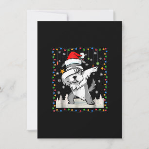 dabbing schnauzer santa light kerst bedankkaart