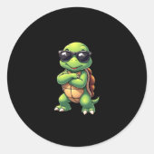 Dabbing Sea Turtle Animal Lover Save The Turtles ( Ronde Sticker (Voorkant)