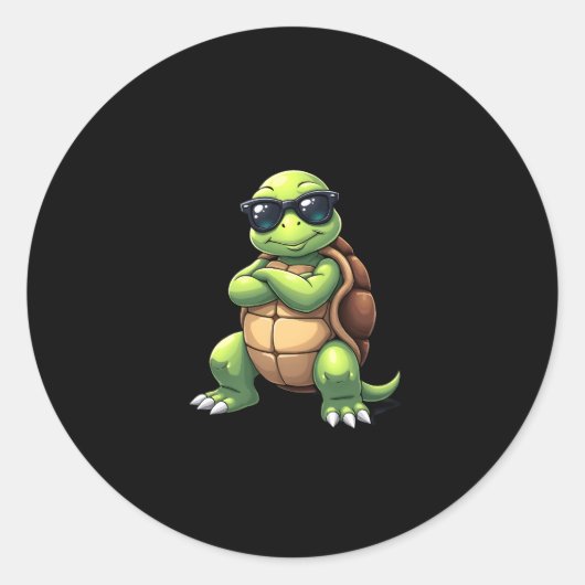 Dabbing Sea Turtle Animal Lover Save The Turtles ( Ronde Sticker (Voorkant)