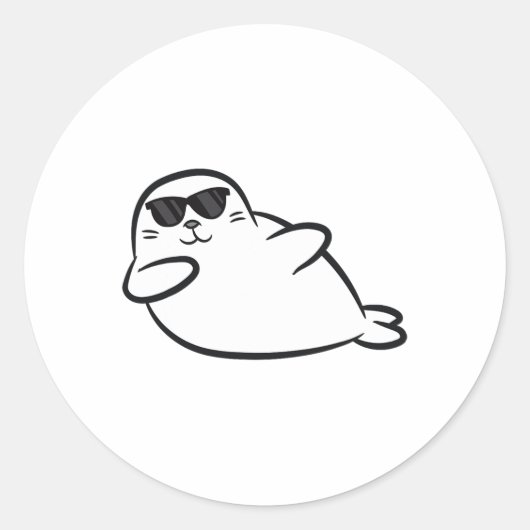 Dabbing Seal Dancing Seal Schattigee Seals Ronde Sticker (Voorkant)