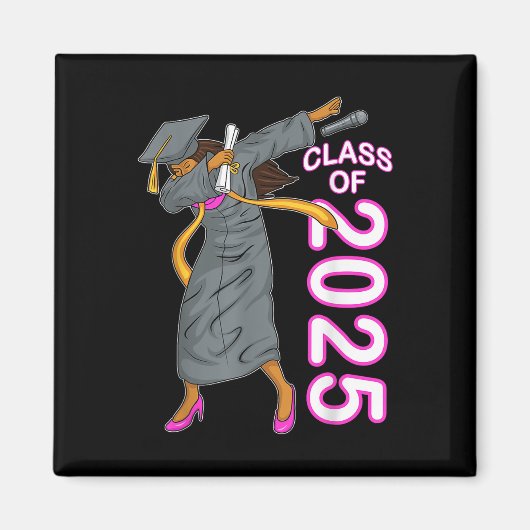 Dabbing Senior CL van 2025 Afstuderen Gift Black W Magneet (Voorkant)