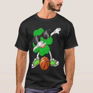 Dabbing Shamrock & Basketball Ball St Patrick's Da T-shirt