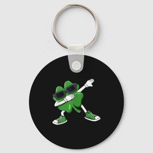 Dabbing Shamrock St Patrick's Day Funny Boys Girls Sleutelhanger (Voorkant)