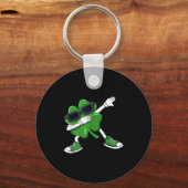 Dabbing Shamrock St Patrick's Day Funny Boys Girls Sleutelhanger (Voorkant)