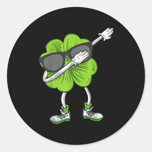 Dabbing Shamrock St Patrick's Day Funny Irish Boys Ronde Sticker (Voorkant)
