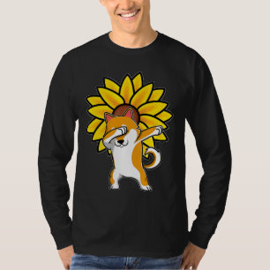 Dabbing Shiba Akita Inu Dog Sunflower Autism AWem T-shirt